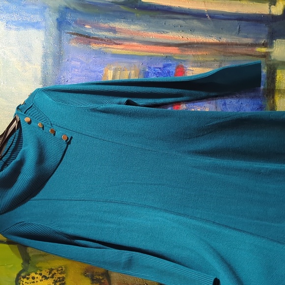 Vintage Vicky Tiel Retro tiel button split collar  sweater Dress.  Sz XL - Picture 4 of 11